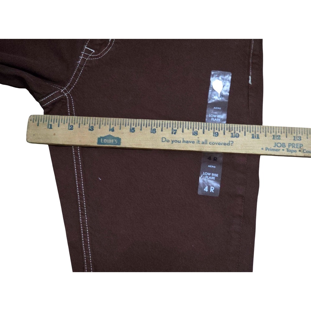Aeropostale Womens Low Rise Flare Jeans Burgundy Brown Contrast Stitch 4R NEW - Picture 6 of 14